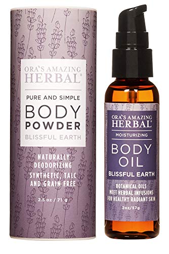 Talc Free Powder And Body Oil, Lavender Bath Set, After Shower Set, Blissful Earth Scent With Lavender Vetiver And Clary Sage, I