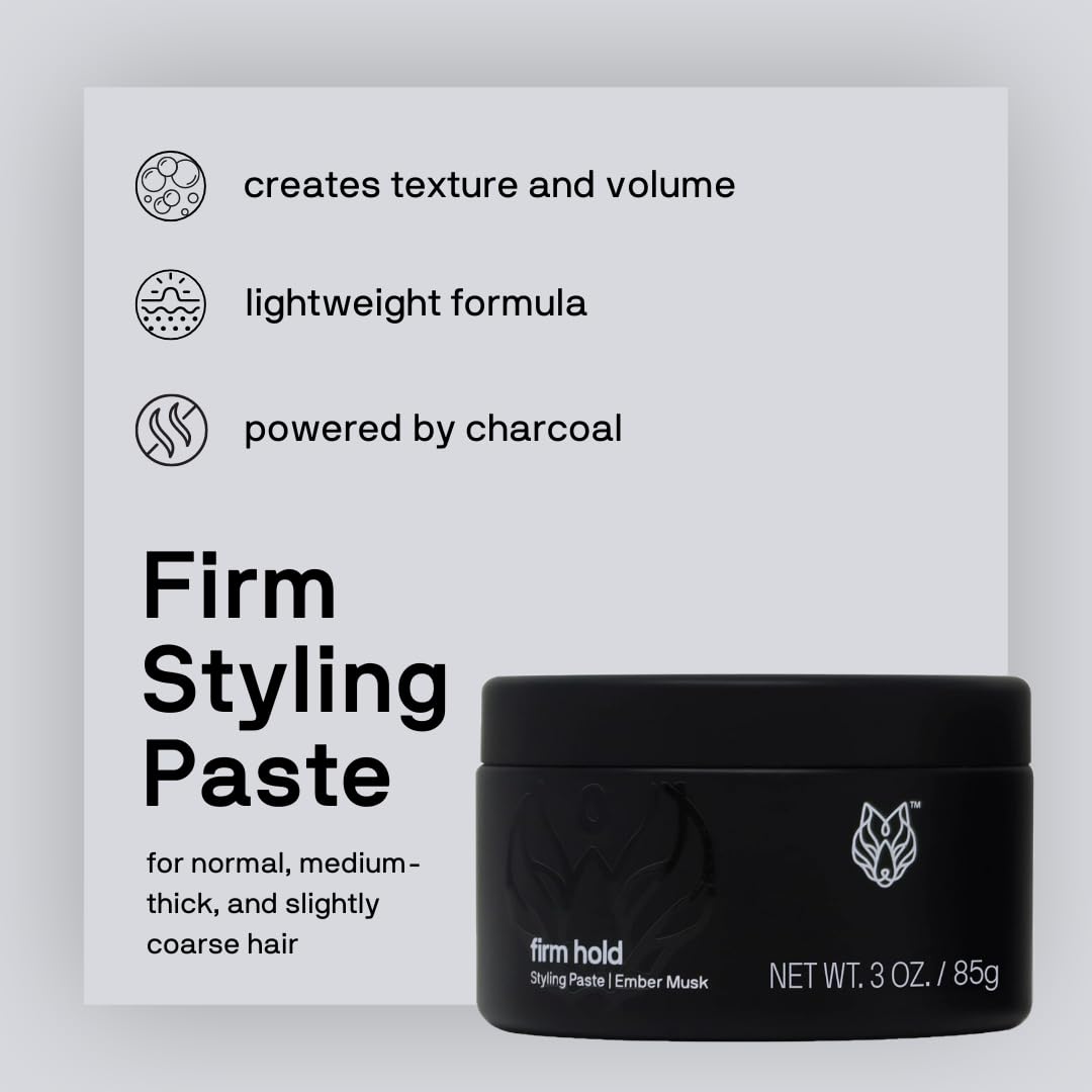 Black Wolf Hair Styling Paste for Men, Firm Hold, Matte Finish, 3 oz - Water-Based, Non-Greasy Wax for All Hair Types