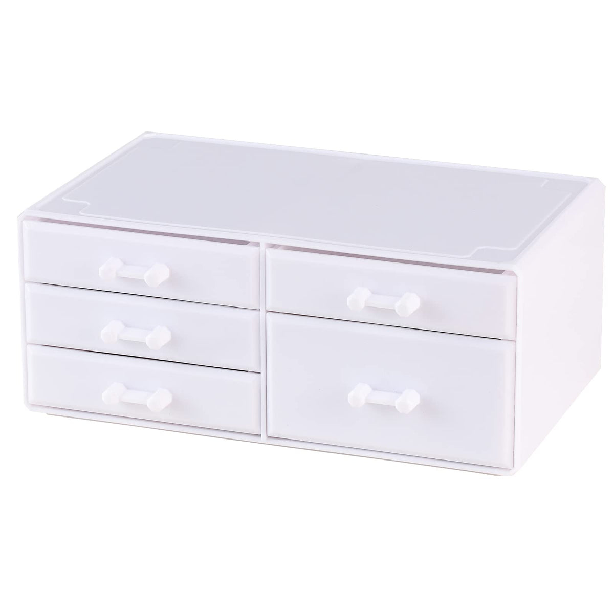 Cq acrylic White Stackable Acrylic Organizer,Plastic Drawers and Small Cabinet Organizers With 5 Drawers for Make Up,Skincare Pr