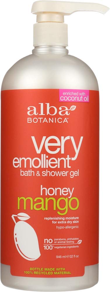 Alba Botanica Very Emollient Bath & Shower Gel, Honey Mango, 2 Pack (32Oz)