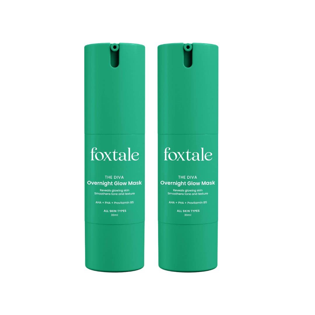 Foxtale  (Pack Of 2) Overnight Glow Mask|4% Glycolic Acid|3% Lactic Acid|1% Mandelic Acid|3% Pha|Reduces Blackheads,Whiteheads|