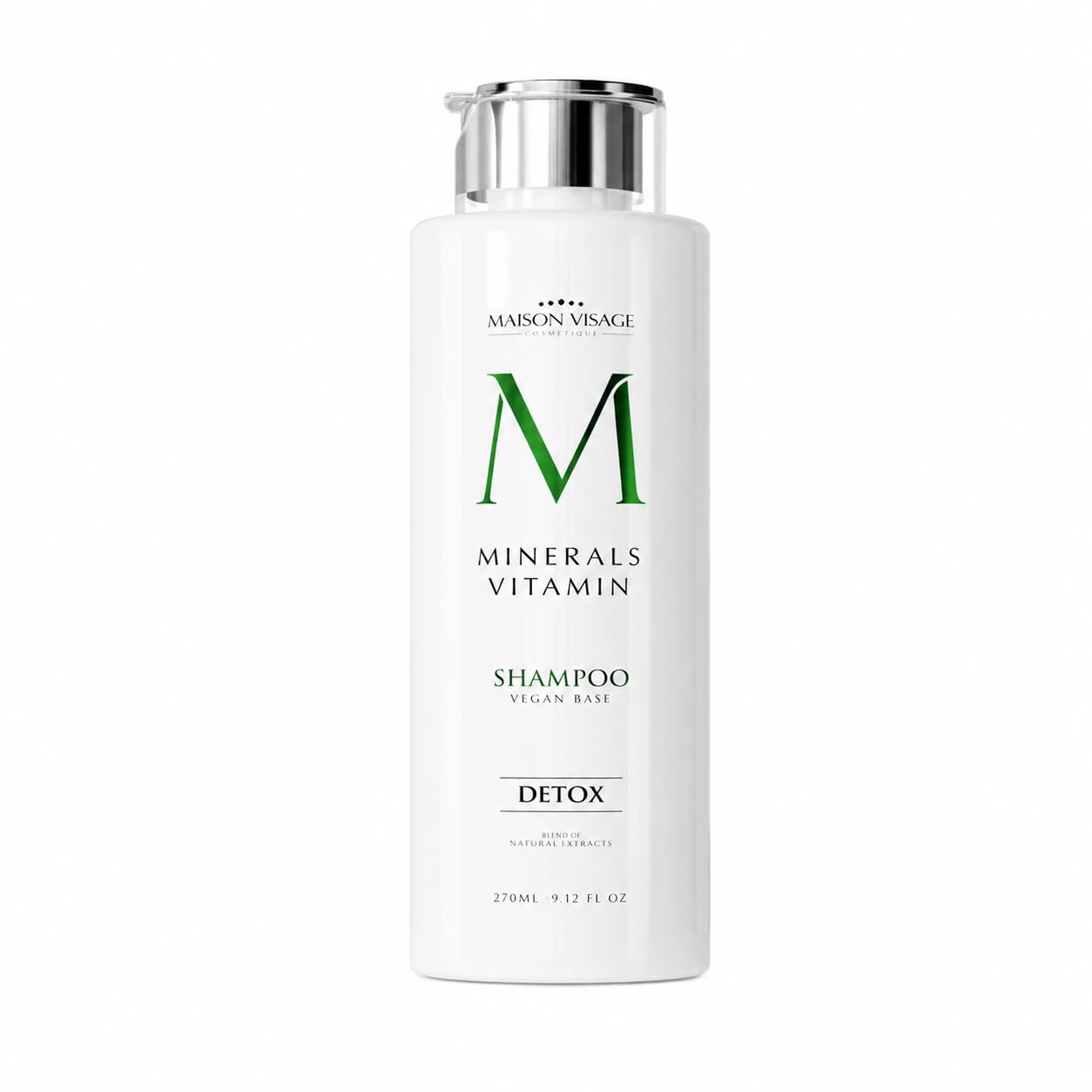 Maison Visage Minerals Vitamin Detox Shampoo, Scalp Care & Anti Dandruff, Vegan Formula, 270 mL / 9.12 Fl Oz