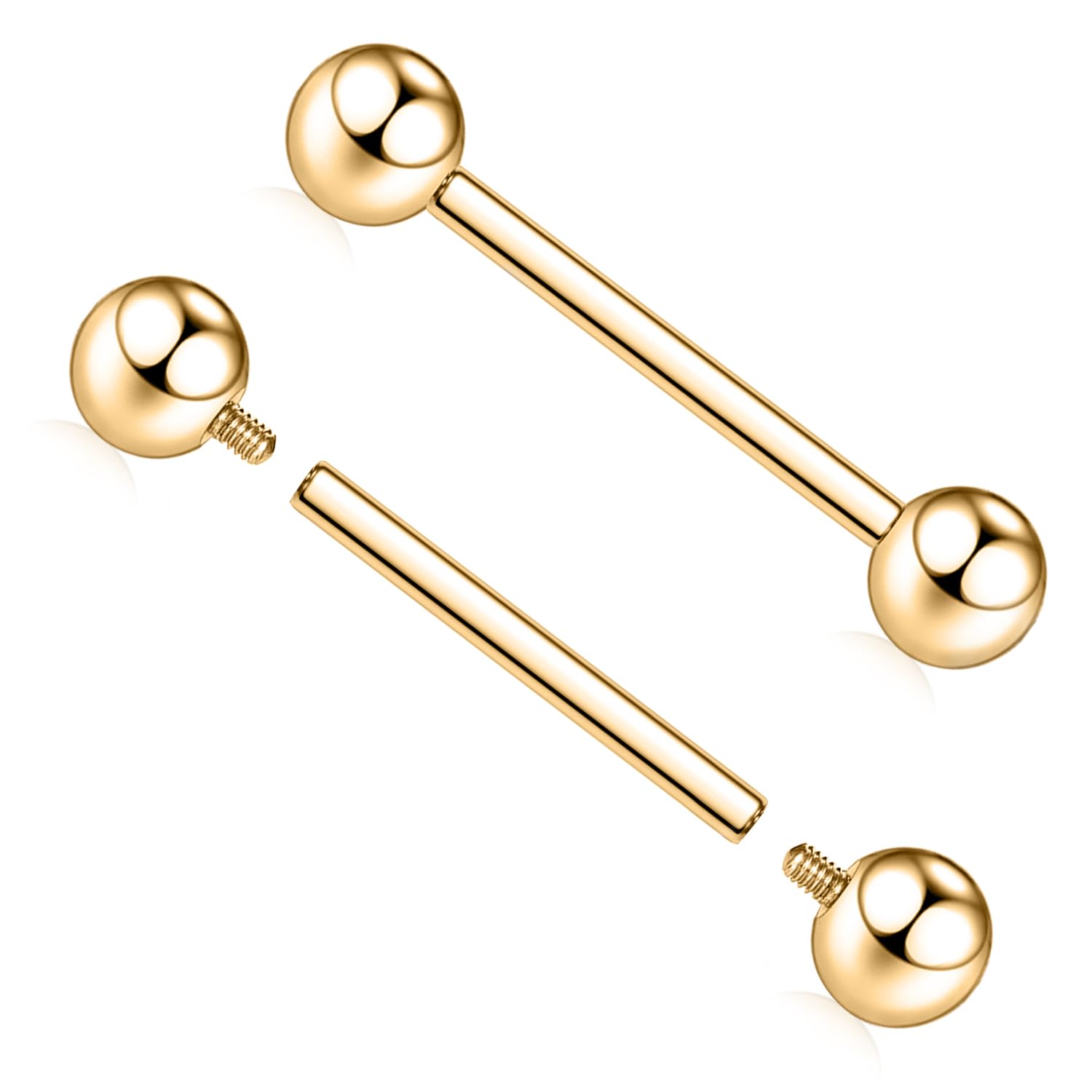 AROWRO Titanium Nipple Rings Nipple Piercings Tongue Rings 16G Straight Barbells Piercing Jewelry 12mm Nipple Tongue Piercing Ba
