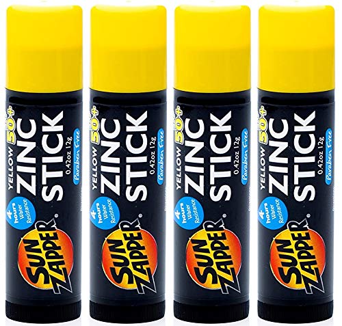 Sun Zapper Zinc Stick SPF 50+ Sunscreen (4 Pack) 0.42 oz stick  Yellow