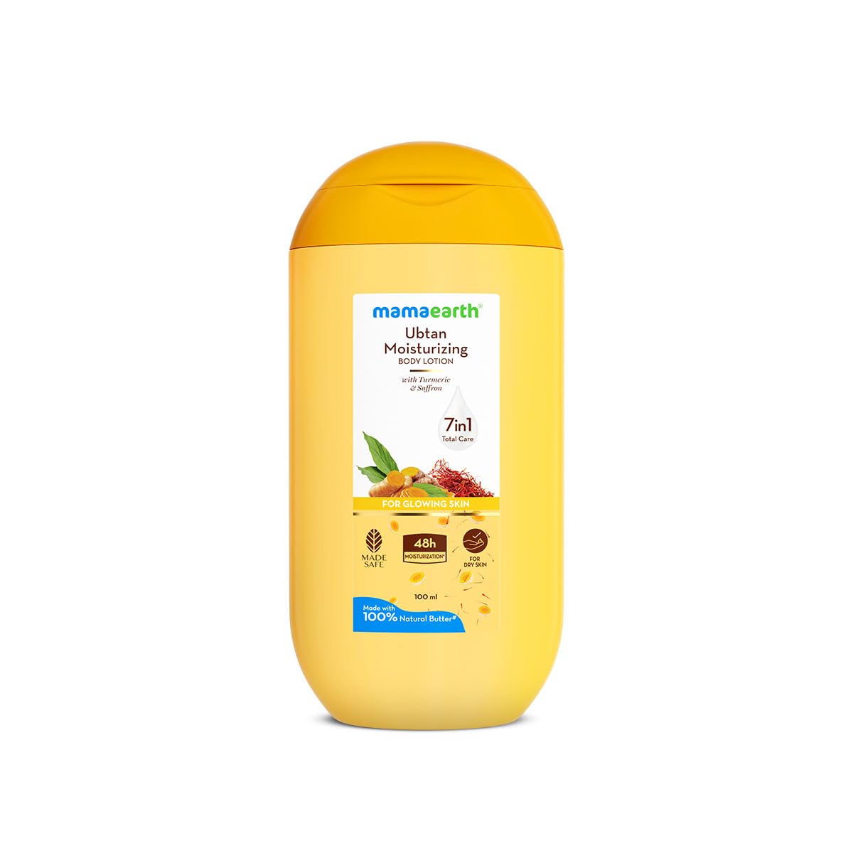 Mamaearth Ubtan Moisturizing Body Lotion With Turmeric & Saffron For Glowing Skin - 100 Ml |48H Moisturization | Nourishes Dry S