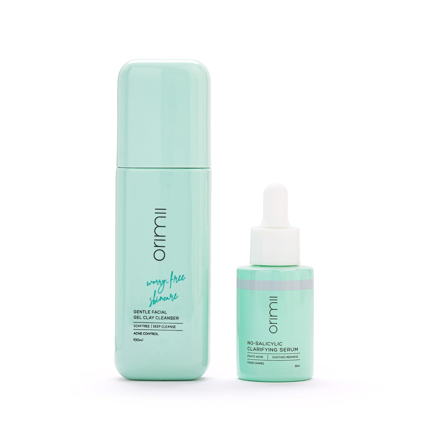 Orimii Daily Acne Defence Routine With No Salicylic Serum & Soap-Free Face Wash | Skin Clarifying Combo With Safe & Natural Ingr