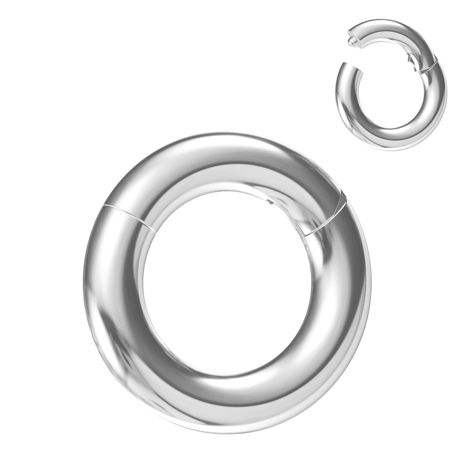 NewkeepsR 6G  8mm Steel Clicker Septum Ring, Large Gauge Nose Septum Hinged Eearring Seamless Hoop Jewelry