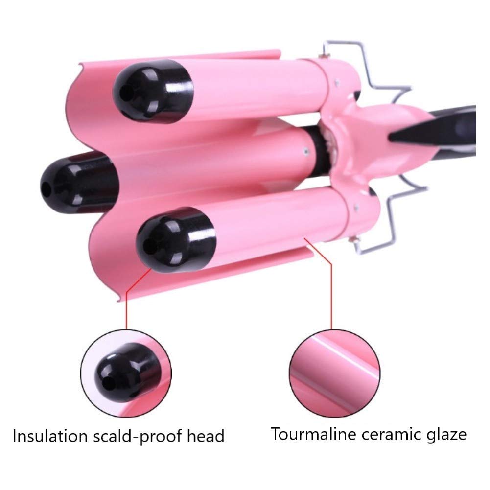 MODVICA 32mm Jumbo Barrel Curling Iron Wand - Pink Ceramic Hair Crimper with Adjustable Temperature for Big Waves