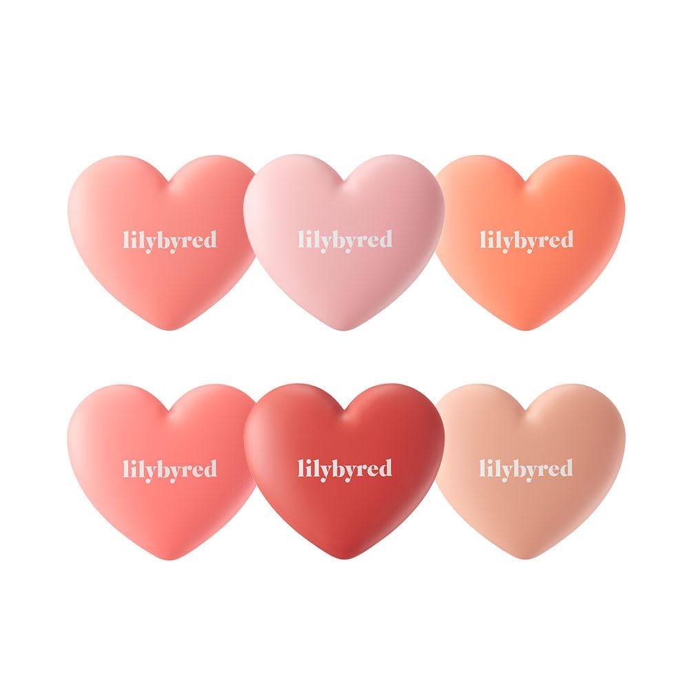Lilybyred Luv Beam Cheek(Ad) (01_Loveable Coral) - Heart Shaped Powder Blush With Shimmer, Natural-Looking Flush, Long-Lasting R