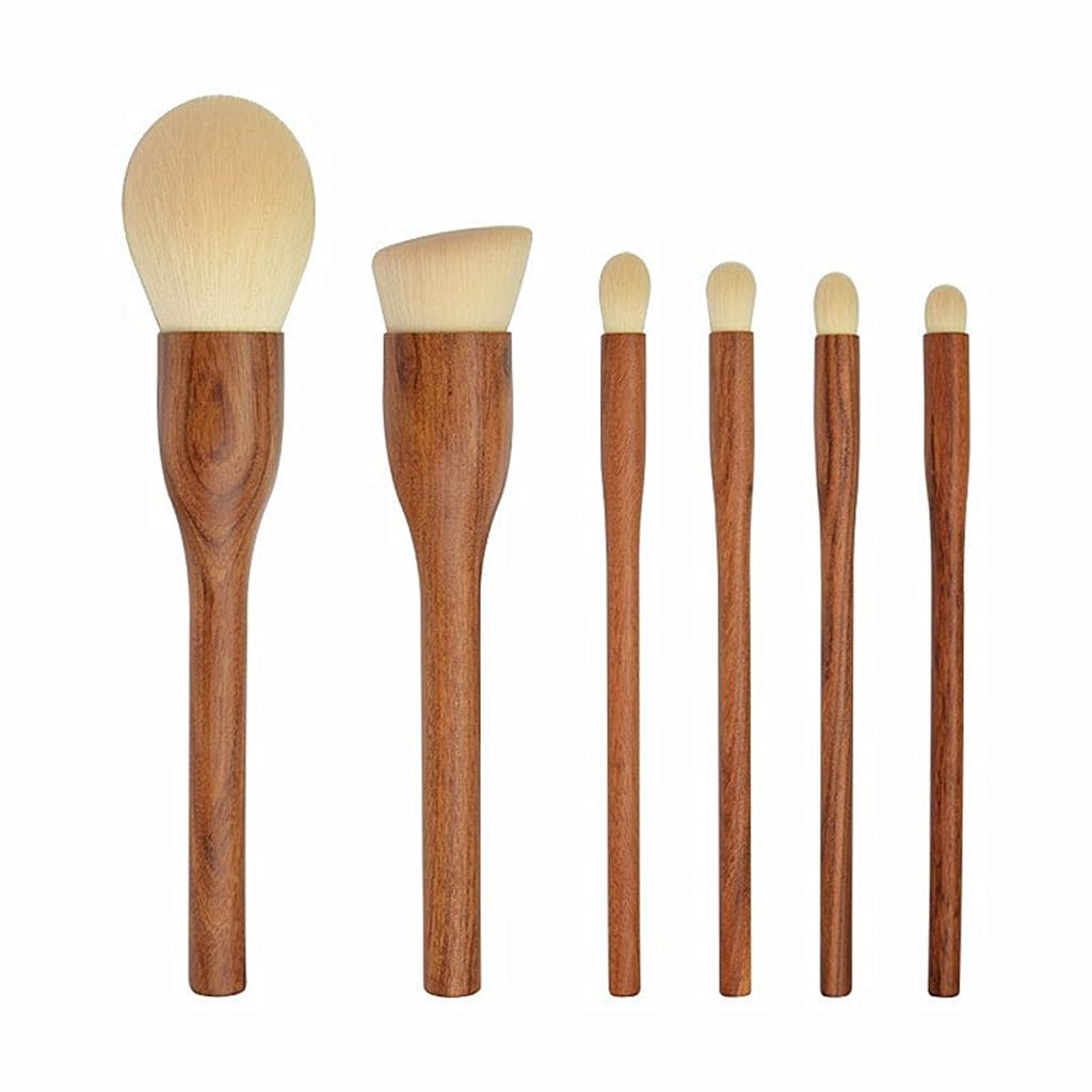 TEOYETTSF 6pcs Sandalwood Makeup Brush Set Loose Powder Brush Eyeshadow Brush Soft Vintage Brushes