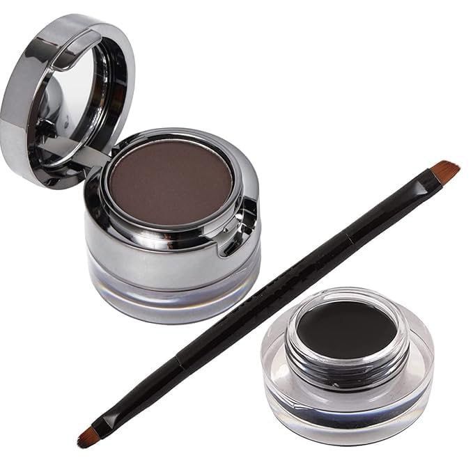Gel Kajal Cake & Eyeliner 2In1 With Dual Side Applicator Brush 24 Hours Long Lasting Waterproof Smudgeproof Matte Look (4Gm +3Gm