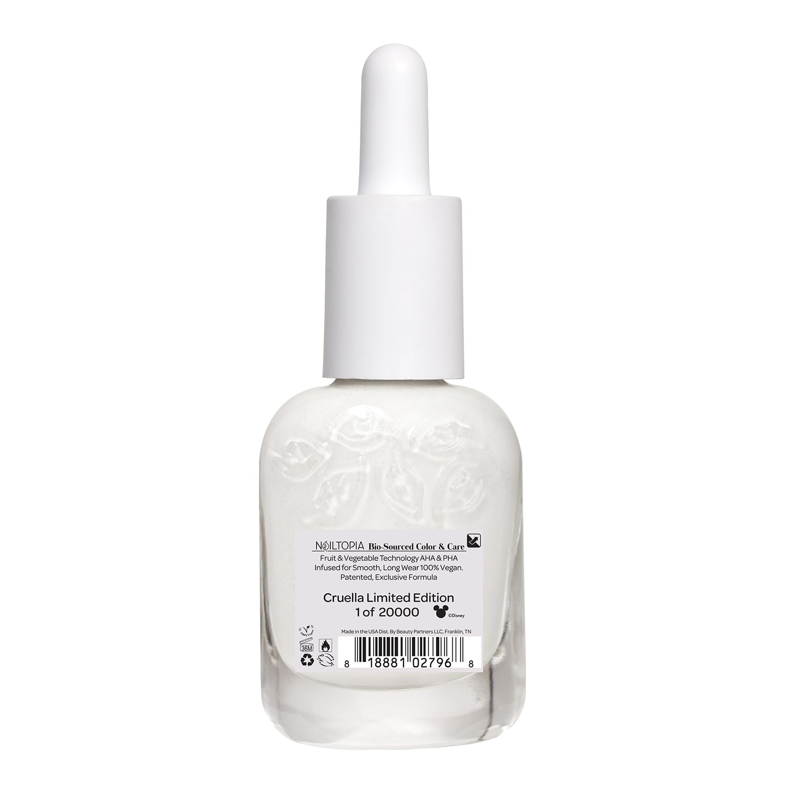 Nailtopia Bio-Sourced Chip Free Nail Lacquer Disney Collection, Cruella, 0.41 Oz - All Natural - Vegan - Strengthening - Quick-D