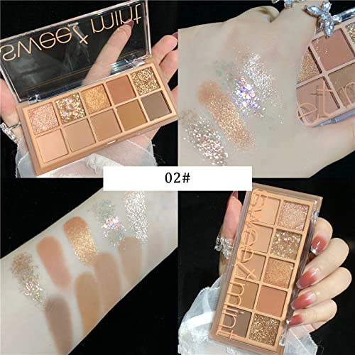 Go Ho 10 Colors Eyeshadow Palette,Matte&Glitter&Shimmer Eyeshadow Makeup,High Pigment Blendable Shades,Naturing-Looking,Waterpro