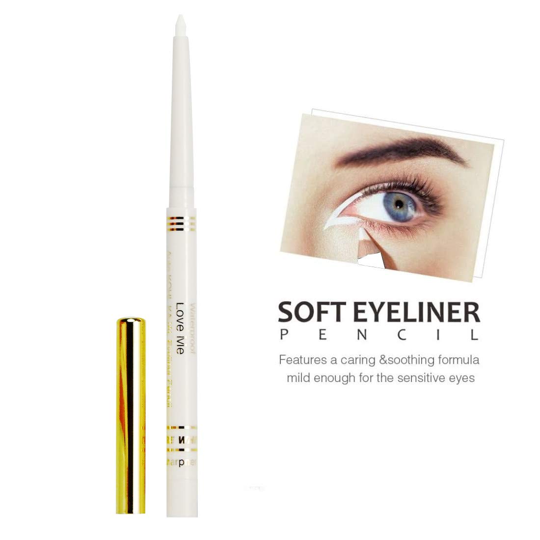 Firstzon Auto Kohl White Kajal Eyeliner Super Soft Waterproof Pencil, Matte Finish