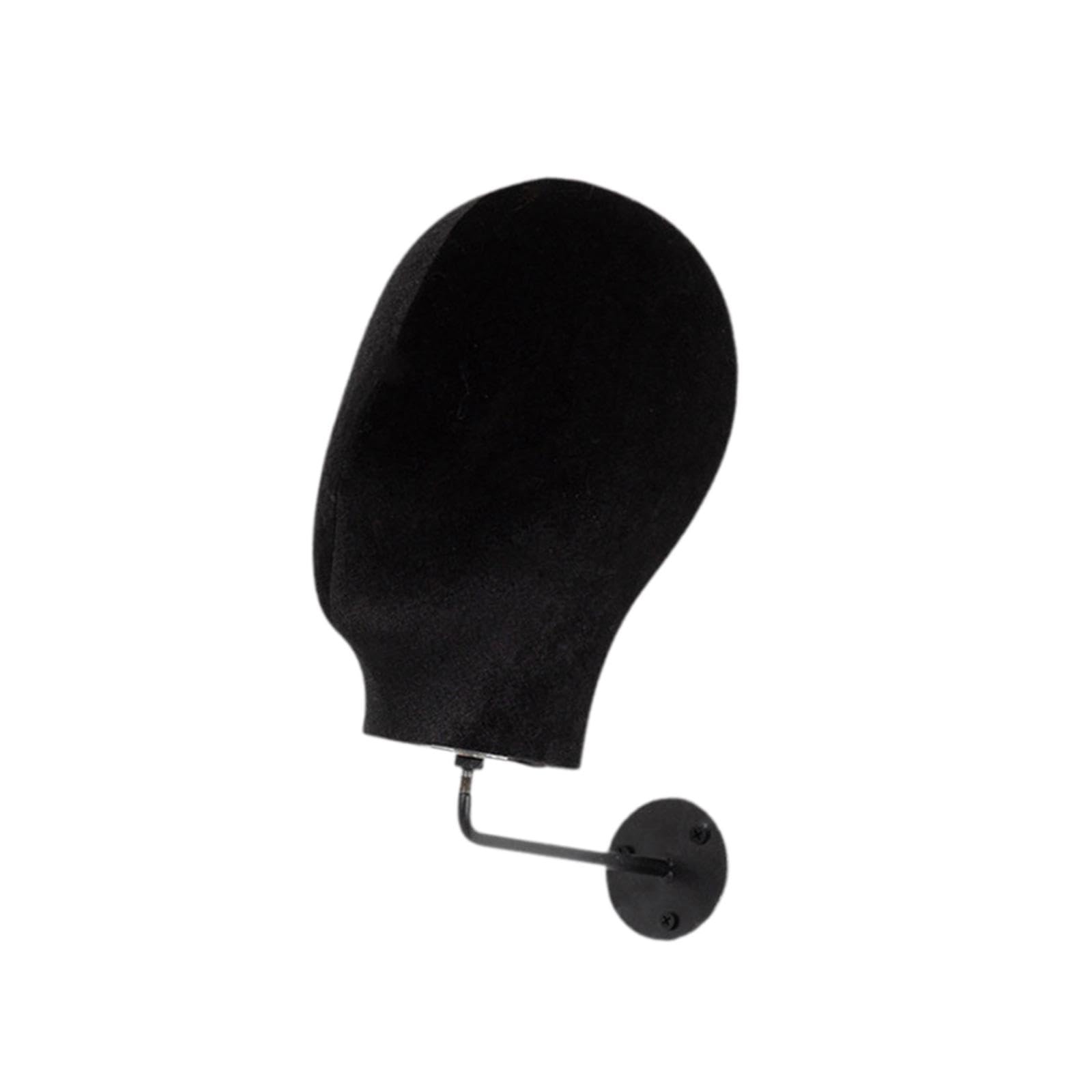 Heavenglow Wall Mount Head Headband Wig Display Stand For Decor Shop Tabletop Flannel Black