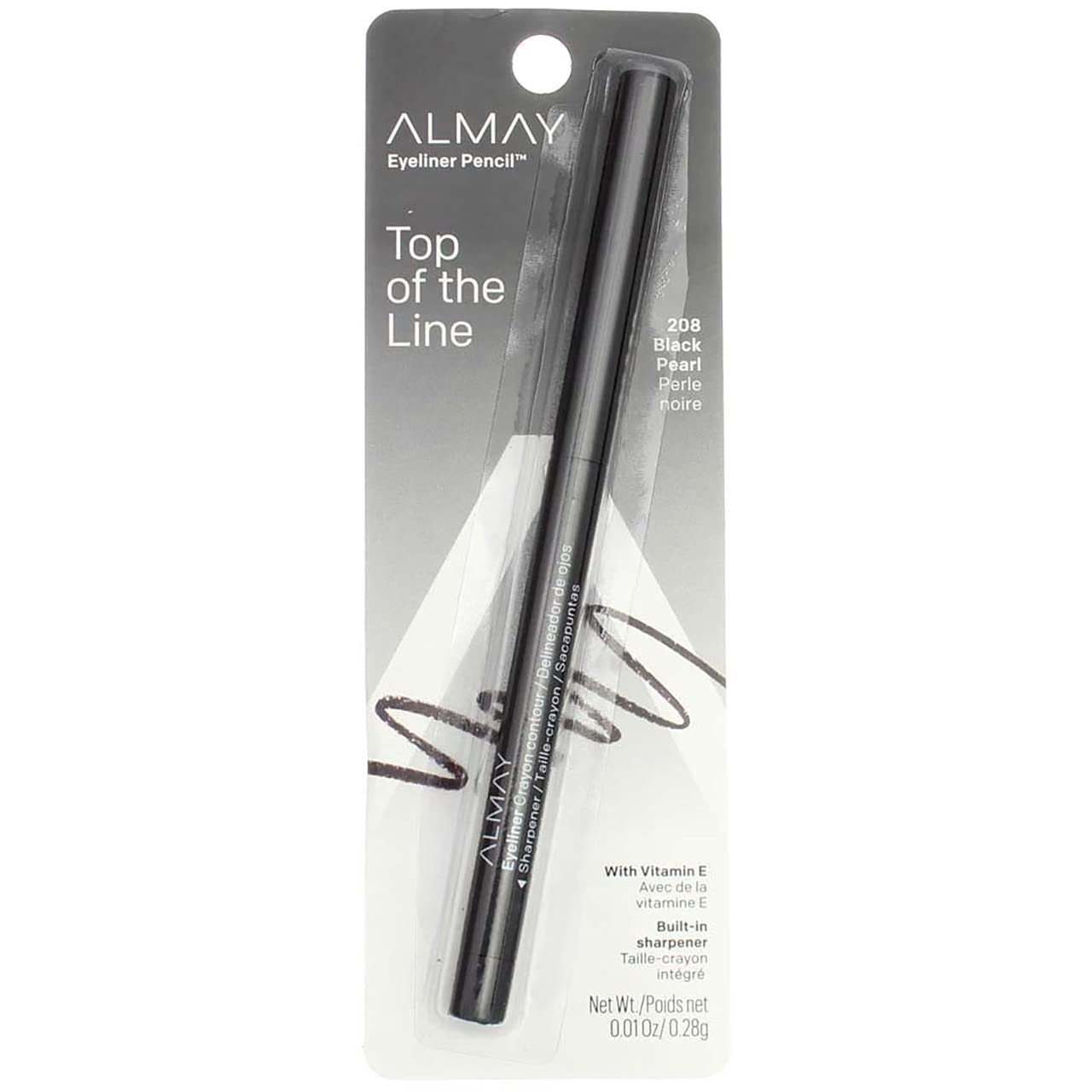 Almay Top Of The Line Eyeliner Pencil, Black Pearl [208], 0.01 Oz (Pack Of 4)