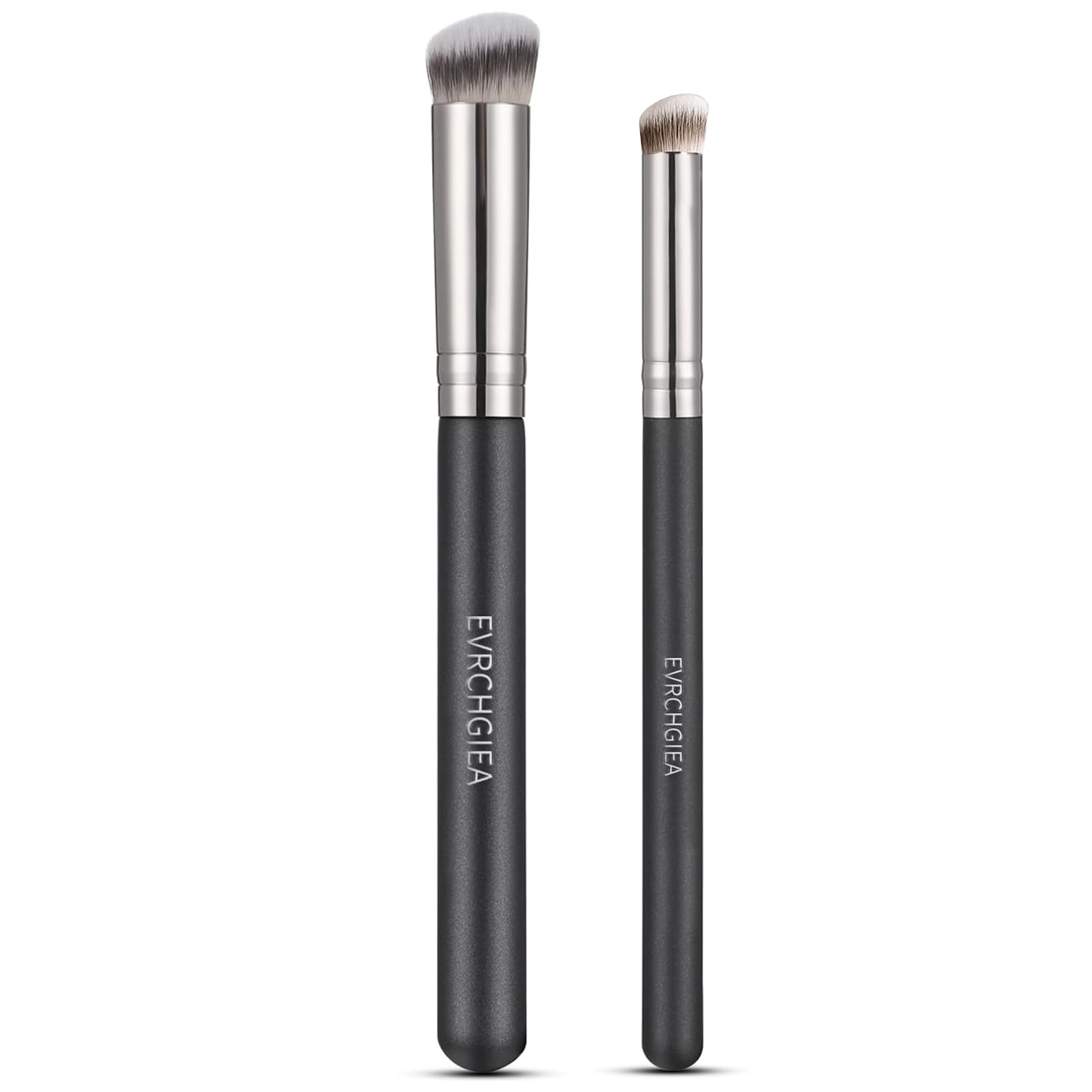 Angled Flat Concealer Brush Set, 2Pcs Dense Under Eye Nose Contour Brush For Liquid Foundation Cream Powder Blending Buffing Sti