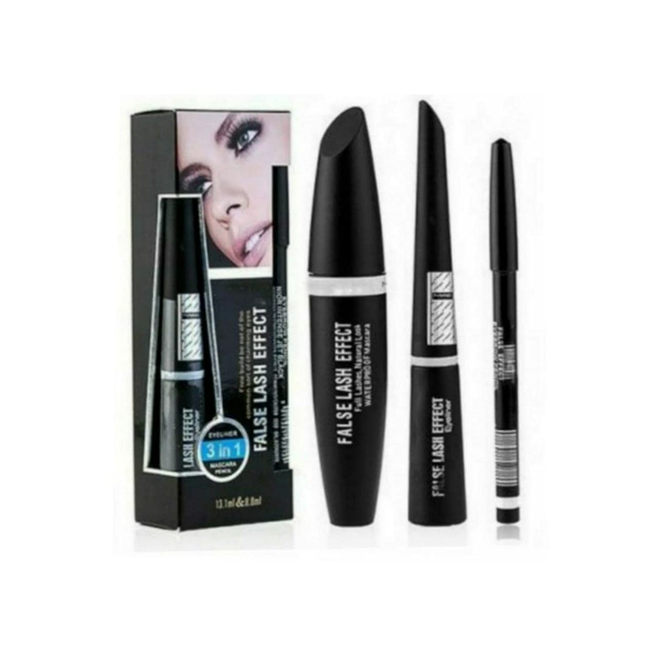 Mouj Professional Combo Of 3 In 1 Waterproof Eyeliner, Liquid Mascara And Waterproof Black Kajal For Eyes Makeup.