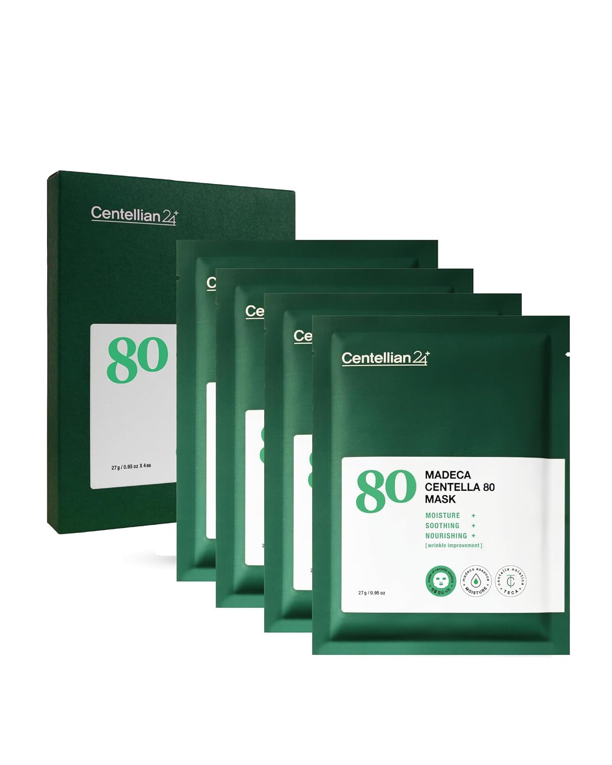 Centellian 24 Madeca Mask (Extra Moisturizing, 4Pc) - Face Sheet Mask, Ultra Hydrating & Soothing For Dry, Sensitive Skin. Korea
