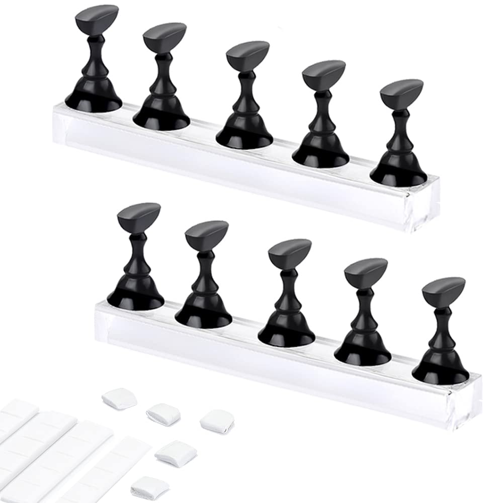 Etercycle Acrylic Nail Display Stand Diy Nail Crystal Holder Magnetic Practice Stands With Reusable Adhesive Putty Clay For Fals