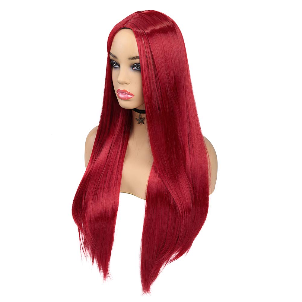 Wiger Red Wigs For Women Long Straight Red Hair Wig Middle Part Synthetic Colored Mermaid Cosplay Wig No Lace Nature Looking Gir