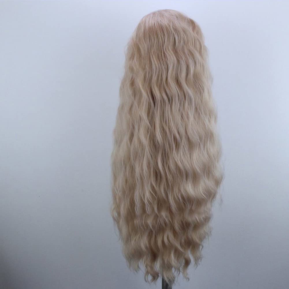 Wxhwcx Blonde Long Wavy Synthetic Lace Front Wig Middle Part Lace Wigs Synthetic Hair Wig For Women Daily Party Wig