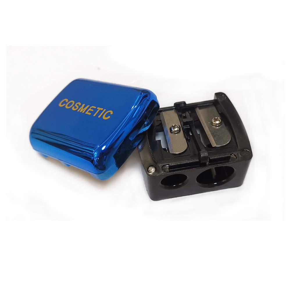 JOSALINAS Dual Makeup Sharpener (2 Pack) for Cosmetic Eyebrow Eyeliner Pencil, Blue