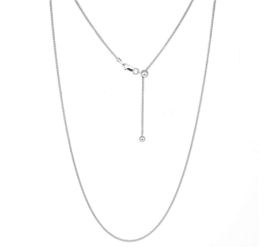 ARGENTO REALE Adjustable Wheat Chain Necklace, 925 Sterling Silver Necklace for Women, Bolo Necklace, Adjustable Chain For All P