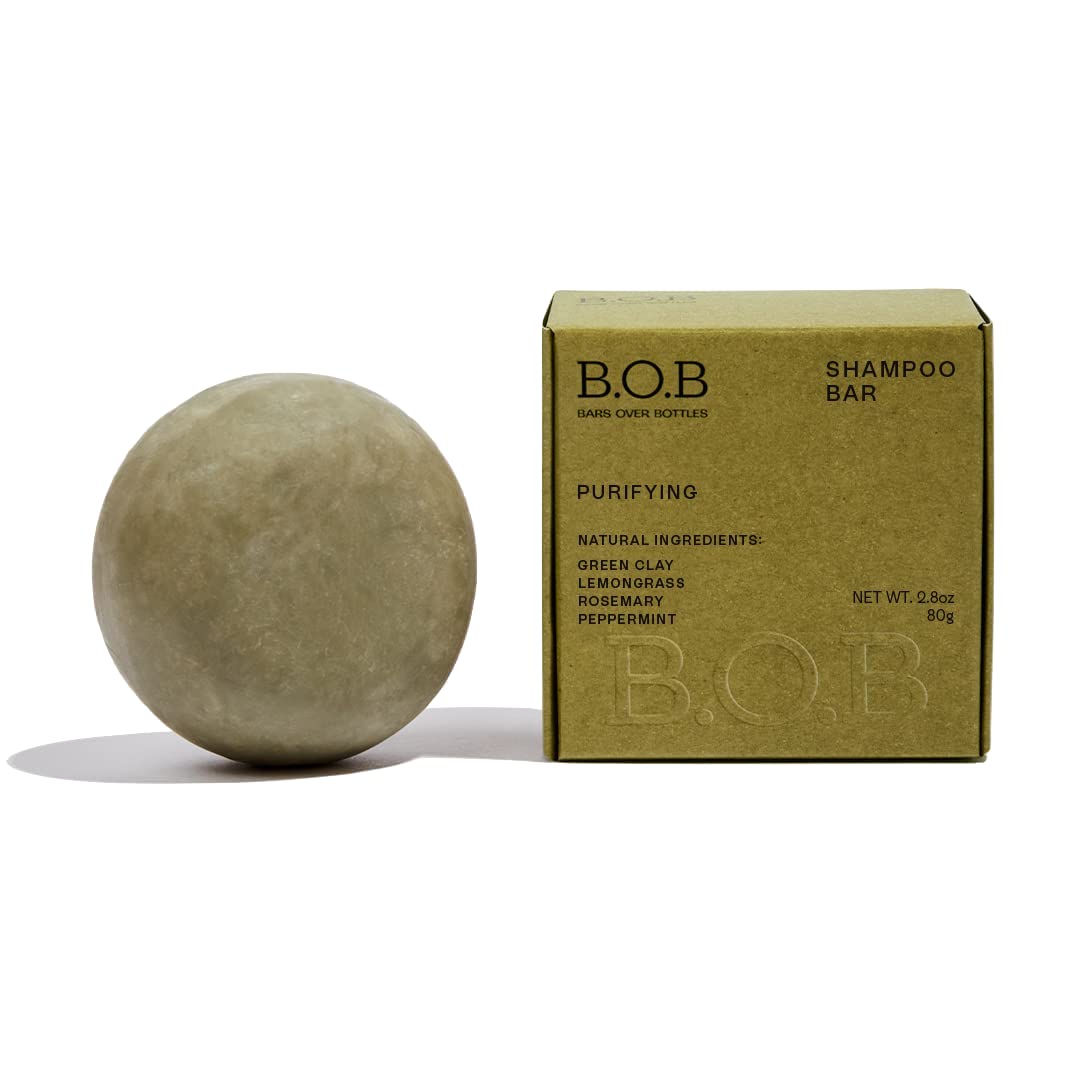 B.O.B Bars Over Bottles Purifying Shampoo Bar | For Oily Hair Or Scalp | Hair Care, Ideal Ph Balance | Natural, Vegan | Eco-Frie