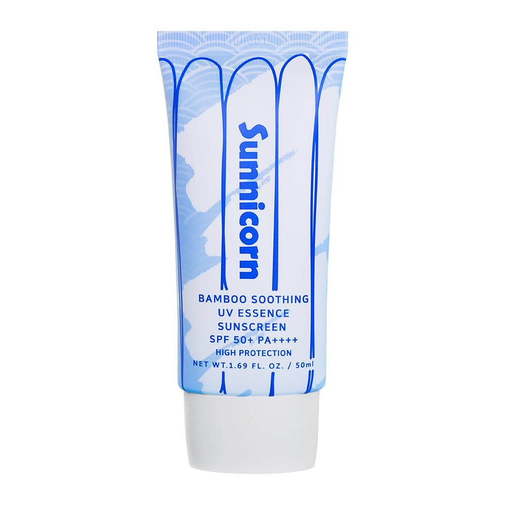 Sunnicorn Bamboo Soothing UV Essence Sunscreen, 1.7 fl oz (50 ml), Korean Cosmetics (SPF50+ PA++++) | Moisturizing, No White Cas