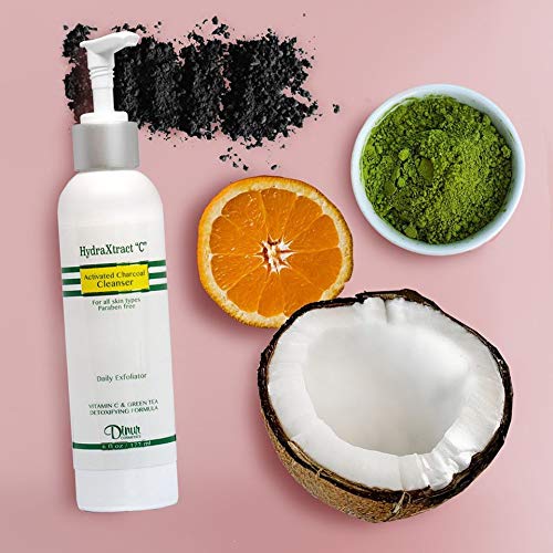 Dinur Cosmetics HydraXtract C Activated Charcoal Cleanser Daily Exfoliator for Deep Cleansing Removes Dirt & Makeup Rich in Vita