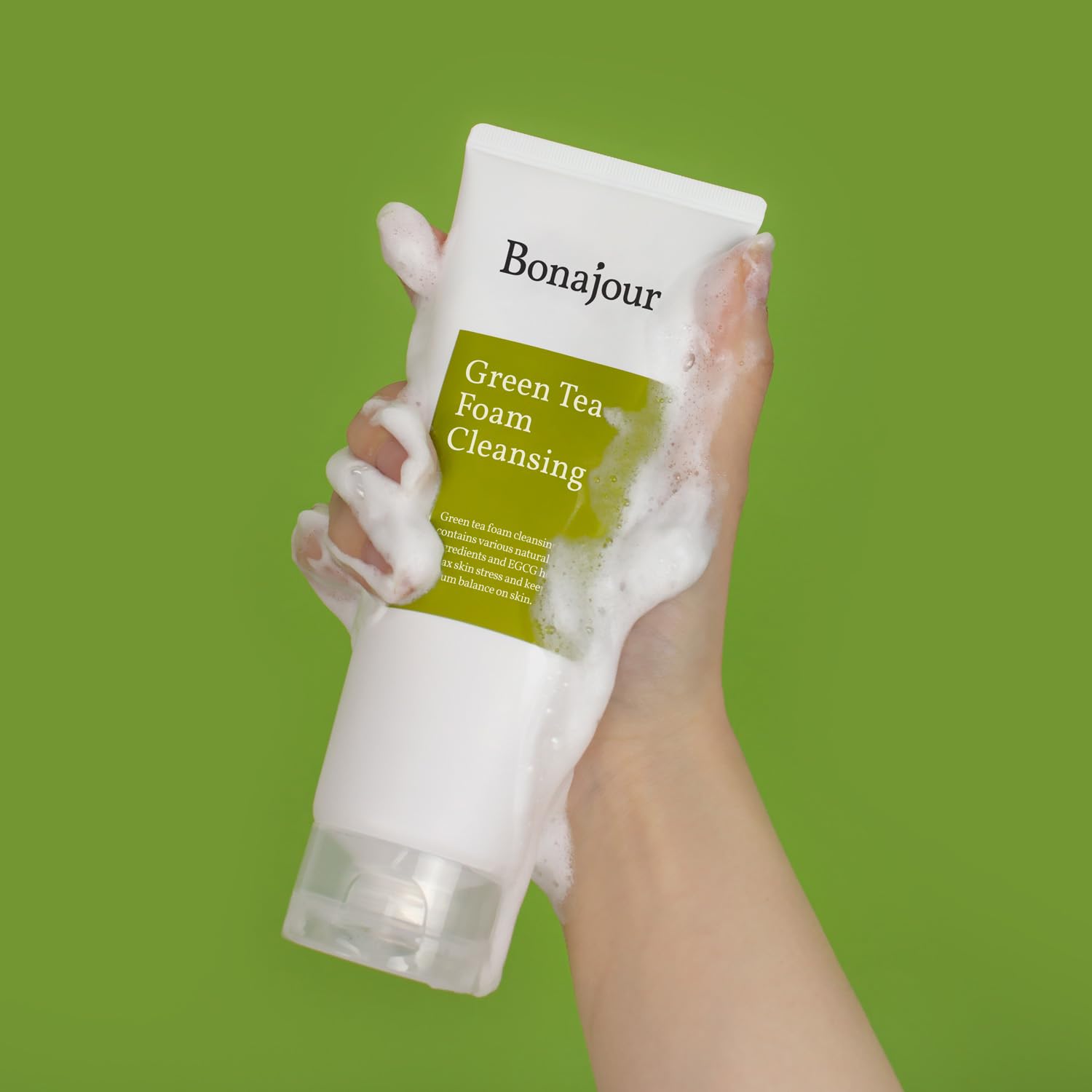 [Bonajour] Green Tea Natural Pores Foam Cleanser - The Best Facial Wash For Acne & Oily Skin 5.1Fl.Oz