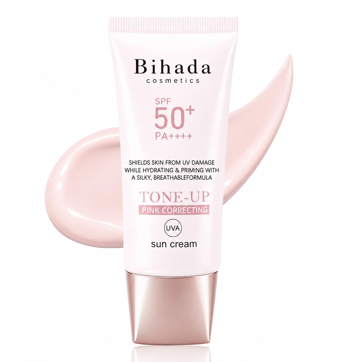 Pink ToneUp Sunscreen Primer SPF 50+,Color Correcting Face Primer for Dullness,Lightweight Hydrating NonGreasy Makeup Base,Por