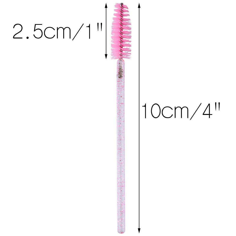 200PCS Disposable Crystal Eyelash Mascara Brushes Wands Applicator Makeup Kits for Makeup Eyelash Extensions (Black + Pink)
