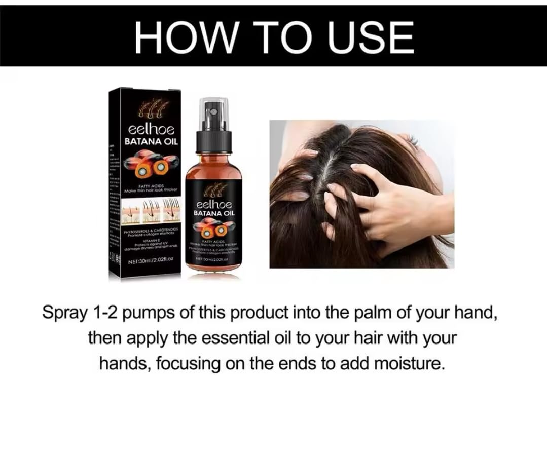 Eelhoe Batana Oil for Hair Growth, 2.02 fl oz, Hair Thickening Treatment with Vitamin E