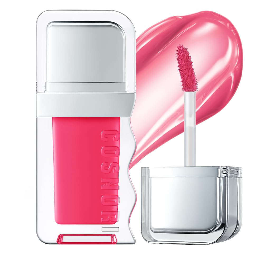 COSNORI Flow Wave Lip Tint - Vegan Glassy Lip Gloss, Lightweight & Long-lasting, Plant-derived Oil Moisturizer, K-Beauty (02 PIN