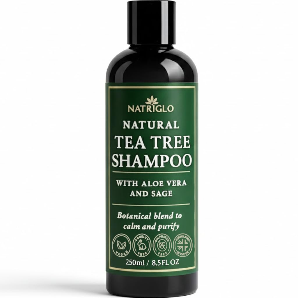 Organic Tea Tree Oil Shampoo | Anti Dandruff | Sulfate Free Shampoo for Itchy Scalp, Dry, Flaky Hair | Sensitive Scalp Care | Na