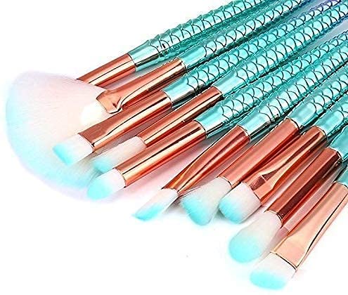 Datnasayad Synthetic Fiber Eyeliner Eyeshadow Blending Fish Tail Makeup Brushes Set By Jsr Emterprises, 10 Pieces Multicolor