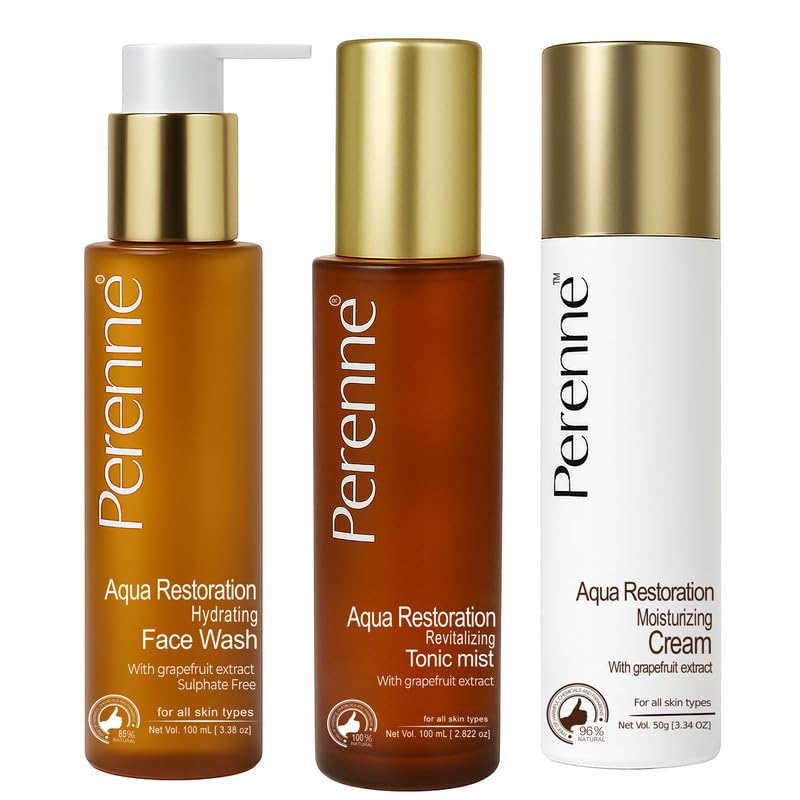 Perenne Daily Skincare Ctm Kit | Face Wash, Toner & Moisturizer | Hydrating, Lightweight & NonSticky | For Dry, Normal & Combin