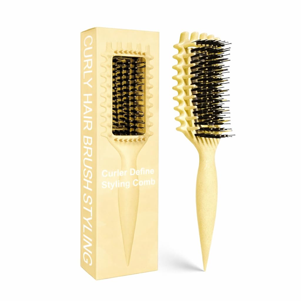 Curly Hair Brush Candybrush Curl Defining Brush for Detangling Shaping and Defining Curls for Women, Men, Wet & Dry Hair (Creamy