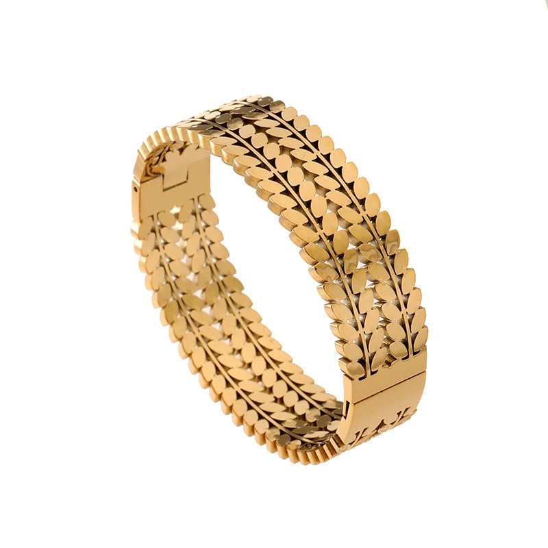 MEENAZ Bracelet for Women | Fashion Golden Broad Wrist Bangle for Women | Anti Tarnish Stylish Cuff Bracelet for Girls | Birthda