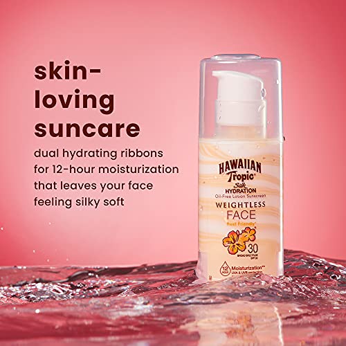 Hawaiian Tropic Weightless Hydration Lotion Sunscreen For Face Spf 30, 17Oz  Travel Size Face Sunscreen, Oil Free, Sunblock Face