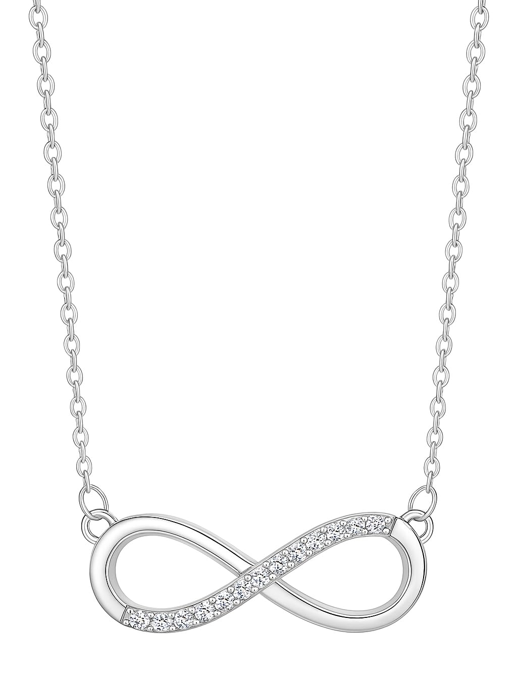NiluS Collection Infinity Pendant Necklace With American Diamond Stones For Women | Lightweight | AntiTarnish | Anti Tarnish 