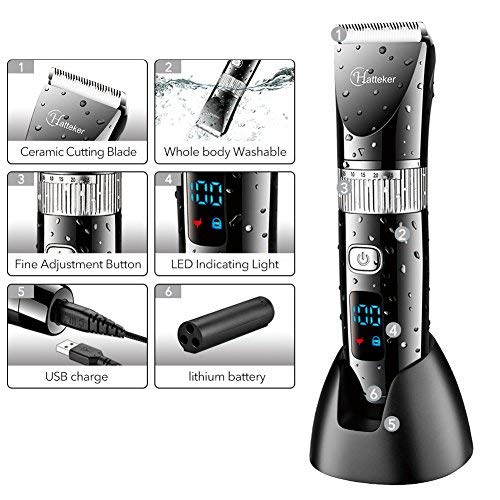 Hatteker Cordless Hair Trimmer Pro Hair Clippers Beard Trimmer For Men Haircut Kit Cordless Usb Rechargeable Waterproof