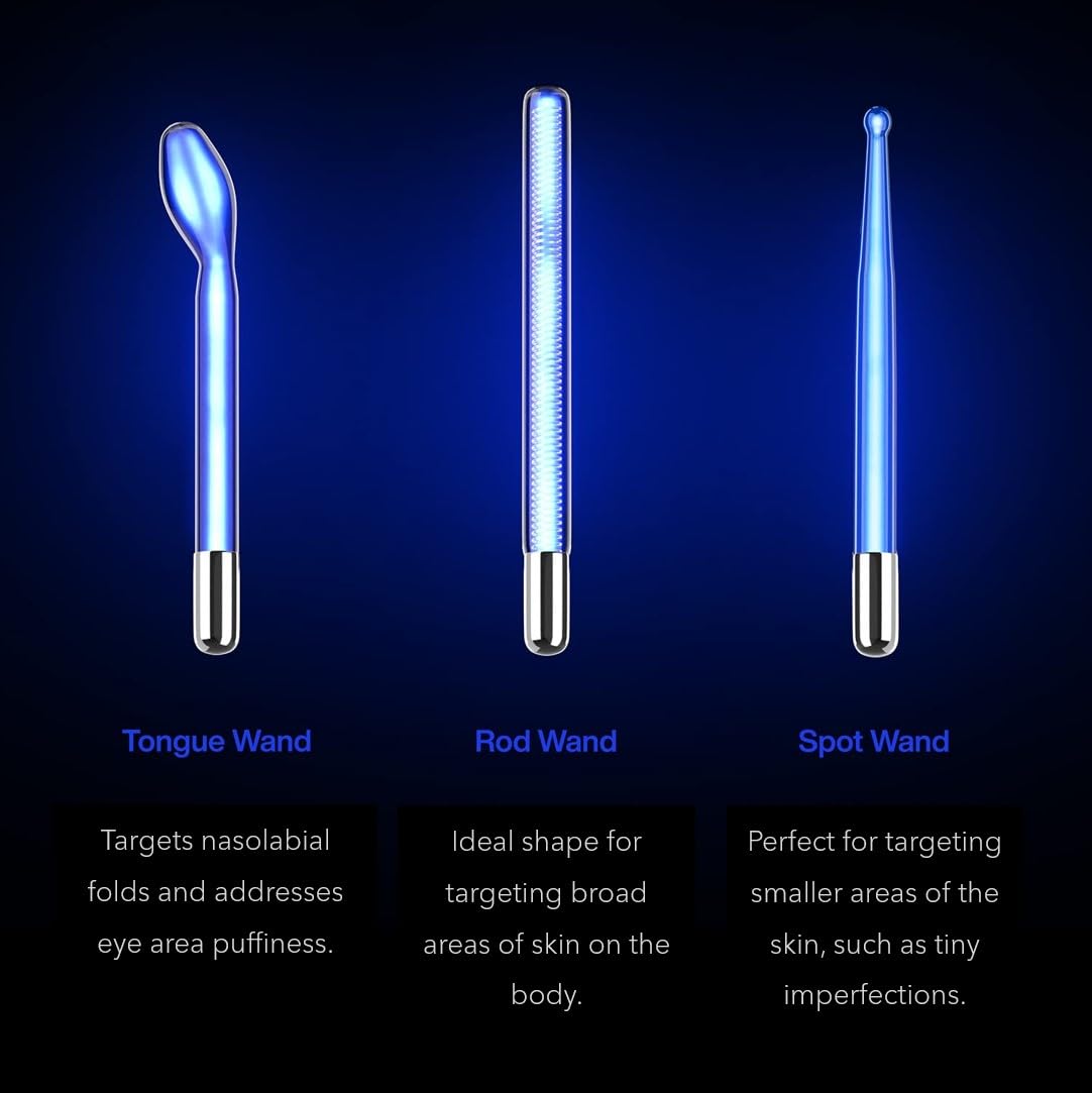 NuDerma Clinical Skin Therapy Wand - Portable Skin Therapy Machine w 6 Fusion Neon + Argon Wands - Anti Aging - Clarifying - Ski