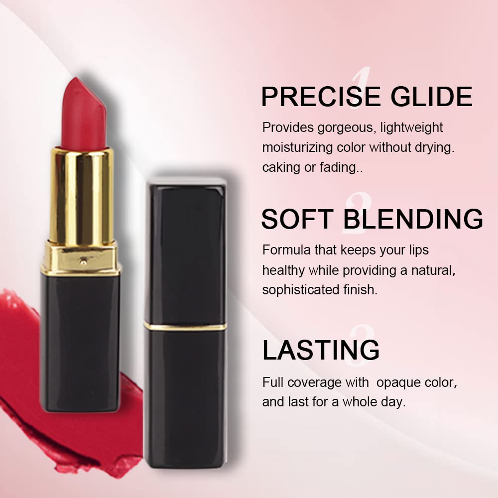 Evpct 3Pcs Dark Light Bright Red Silky Velvet Matte Lipstick Pack Sets For Women,Ruby Red Long Lasting Smudge Proof Lip Stain Ma