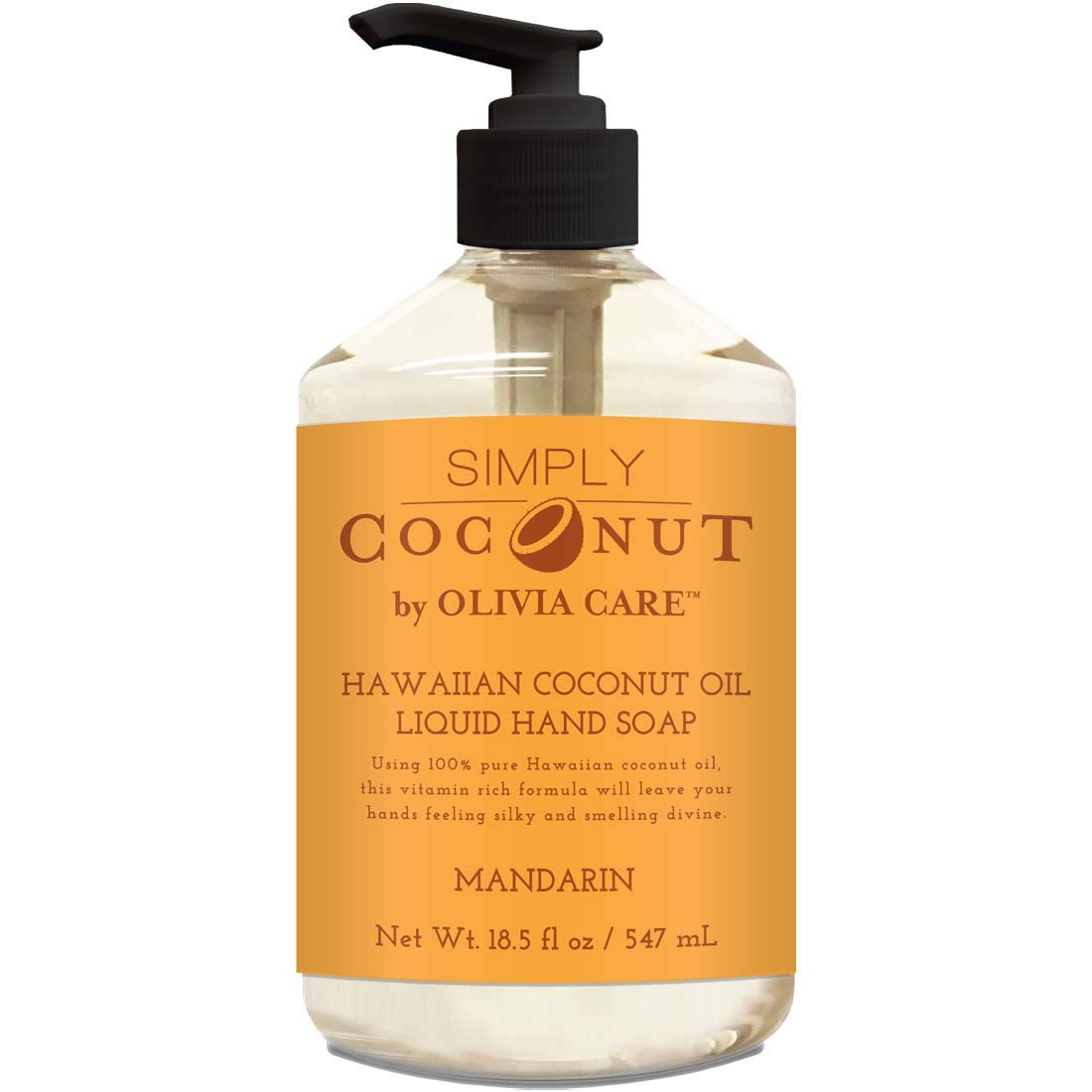 Olivia Care Liquid Hand Soap Mandarin & Coconut. All Natural- Cleansing, Germ-Fighting, Moisturizing Hand Wash For Kitchen & Bat