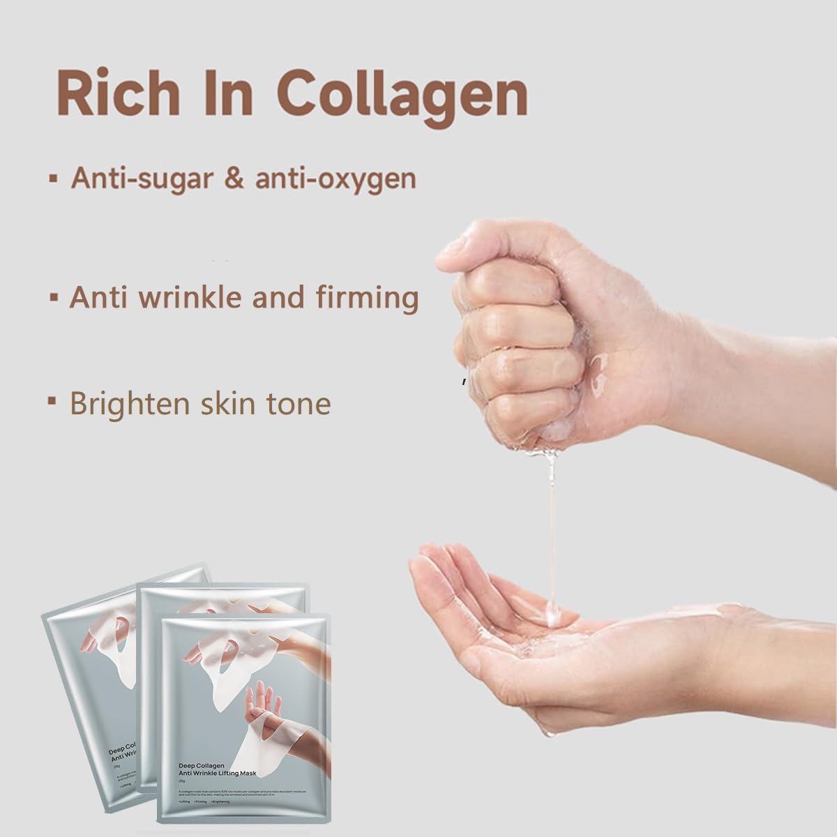 Collagen Face Mask,Deep Collagen Anti-Wrinkle Lifting Overnight Mask,Facial Sheet Masks With Low Molecular Weight Collagen For L