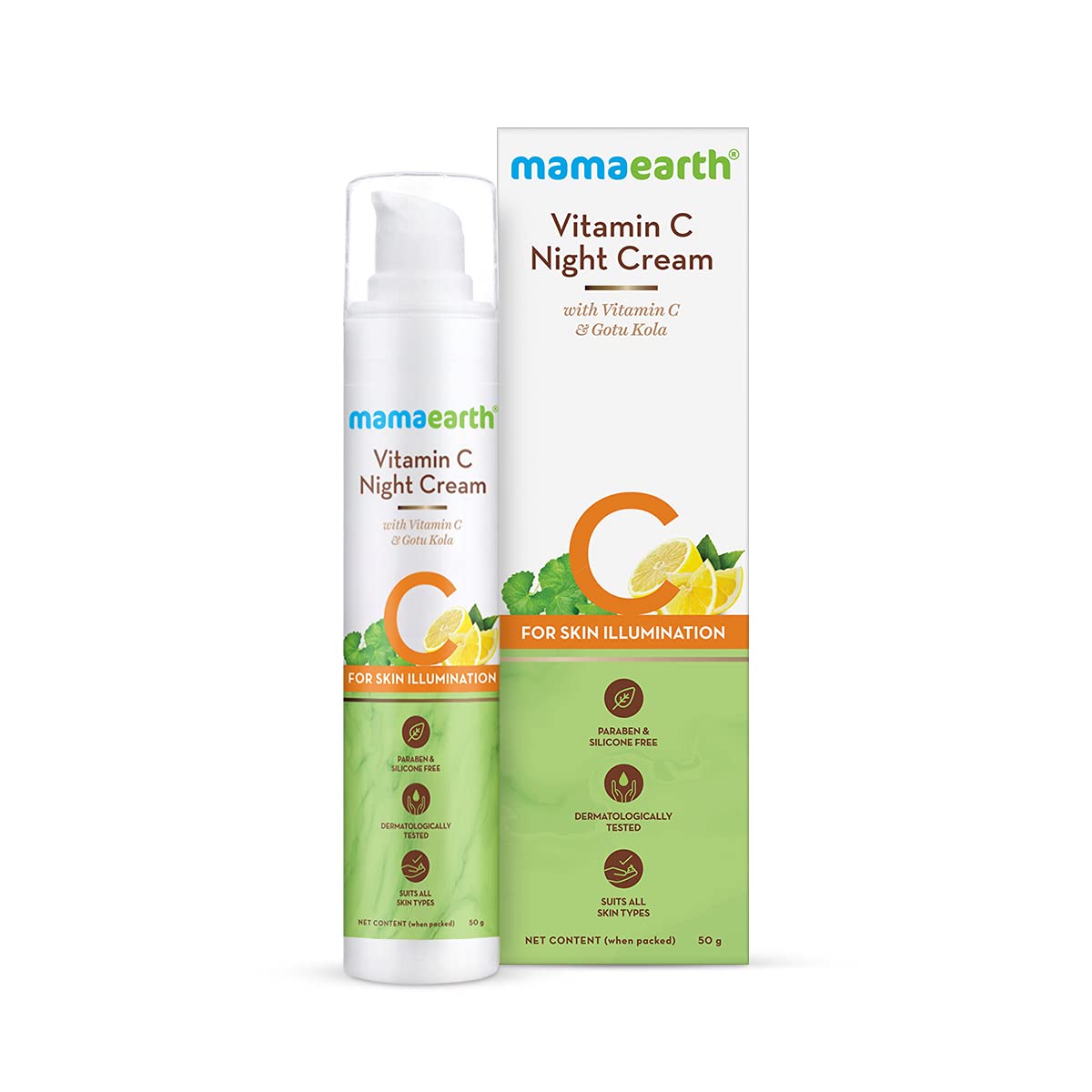 Mamaearth Vitamin C Night Cream for Skin Illumination | Overnight Damage Repair Moisturizer with Gotu Kola | Reduces Spots & Ret