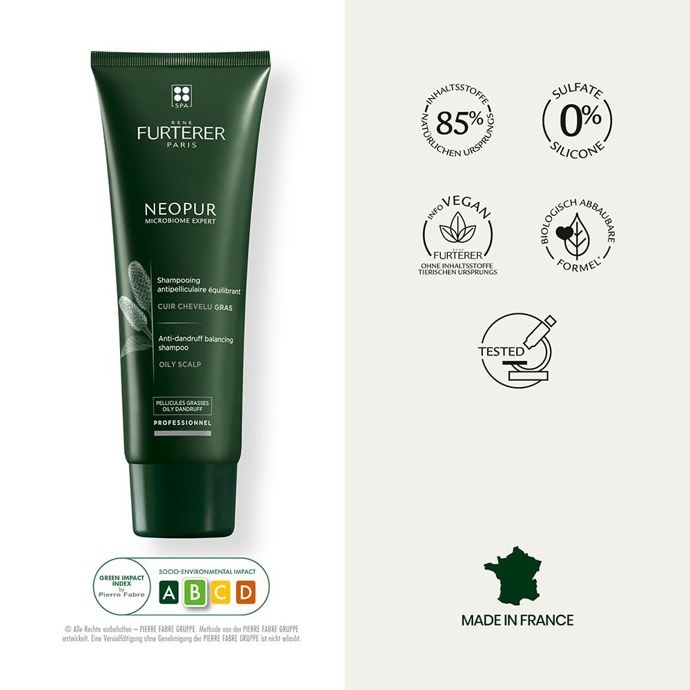 Rene Furterer NEOPUR Scalp Balancing Shampoo - For Dry Scalps Prone to Loose Dandruff - With Wild Ginger & Celery Seed - Dermato